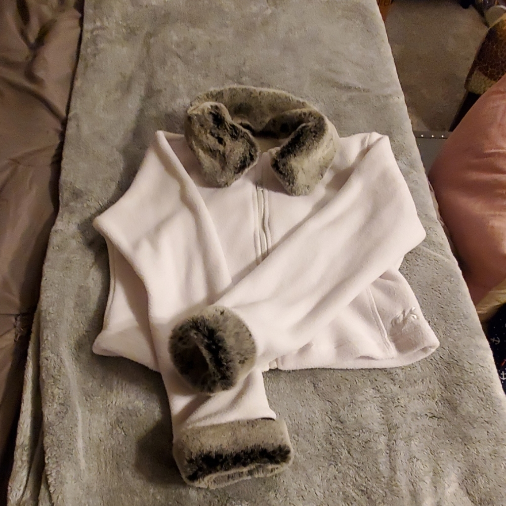 GK Fleece Fur Trim Warm Up Jacket